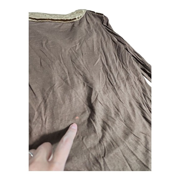 NEW Lucy Paris Brown Velvet Embroidered Sequin Boho Ruched Long Sleeve Top Large - Picture 12 of 12